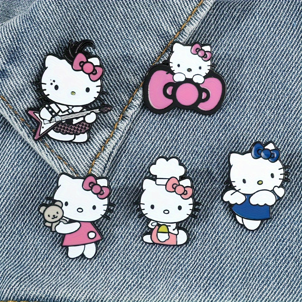Erkaklar va ayollar uchun 5/10 ta Hello Kitty emal pinlari to'plami, gitara va oshpaz dizaynlari