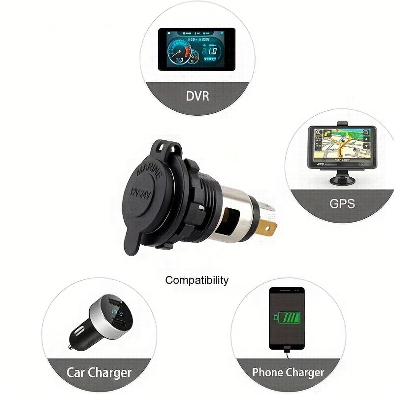 Car Motorcycle 12V 24V Lighter Socket Plug Replacement for Vehicles