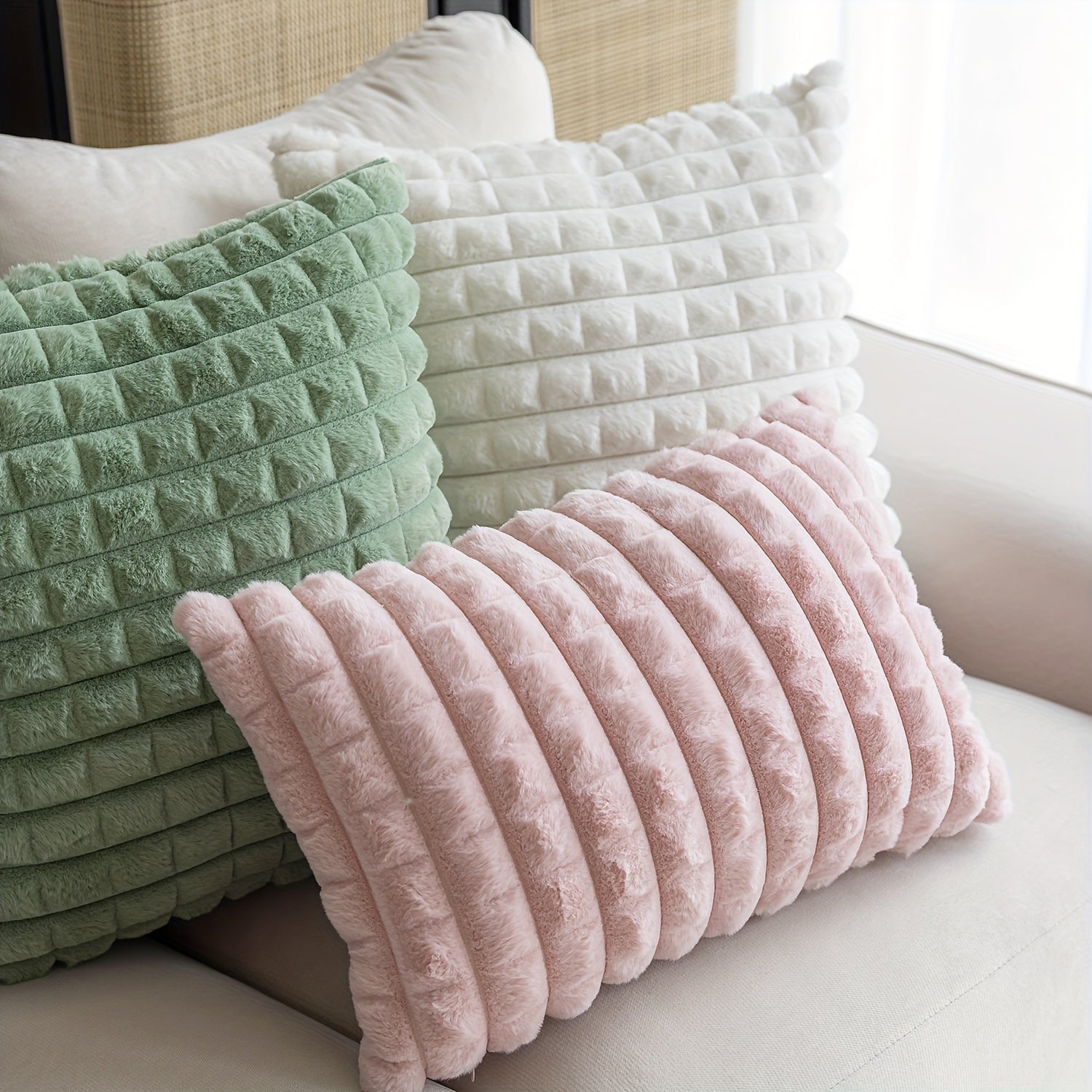 Kareli plush yostiq qopqog'i, divan uchun, fermaga mo'ljallangan dekor, 44x45 sm yoki 50x30 sm