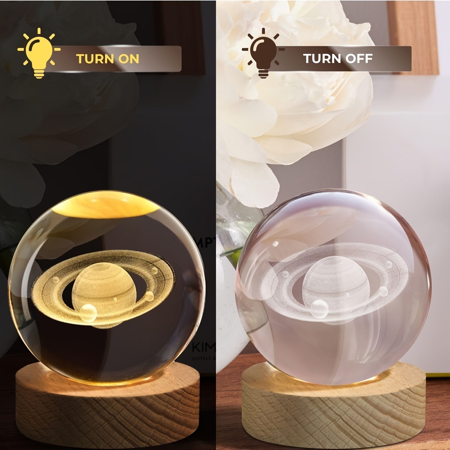 3D Crystal Ball Night Light Snow Globe for Home Decor Astronomy Enthusiasts USB Powered