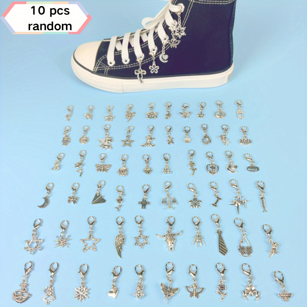 10Pcs Zinc Alloy Animal Insect Charms Set for Shoes Keychains Decorative Accessories