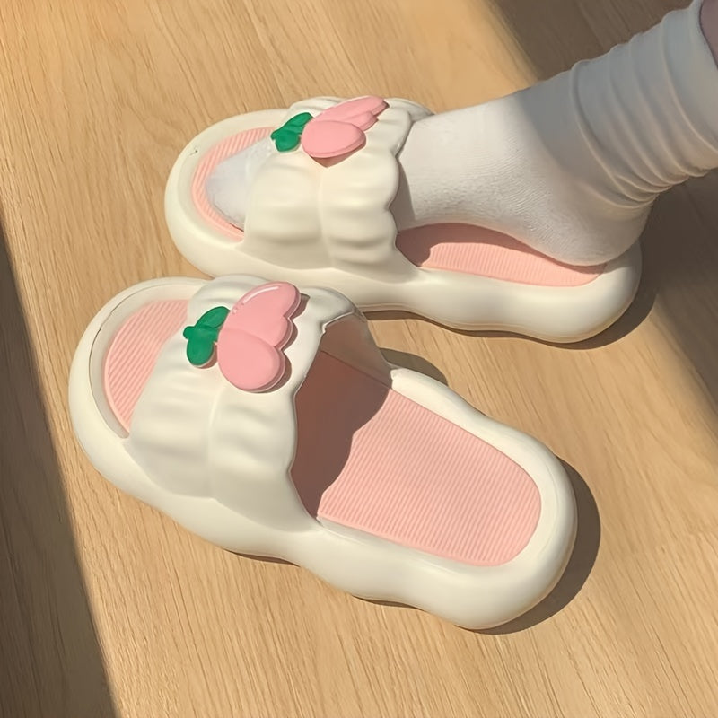 Sandalias de mujer con flores de tulipán rosa y blancas, antideslizantes, de PVC, cómodas para todas las estaciones