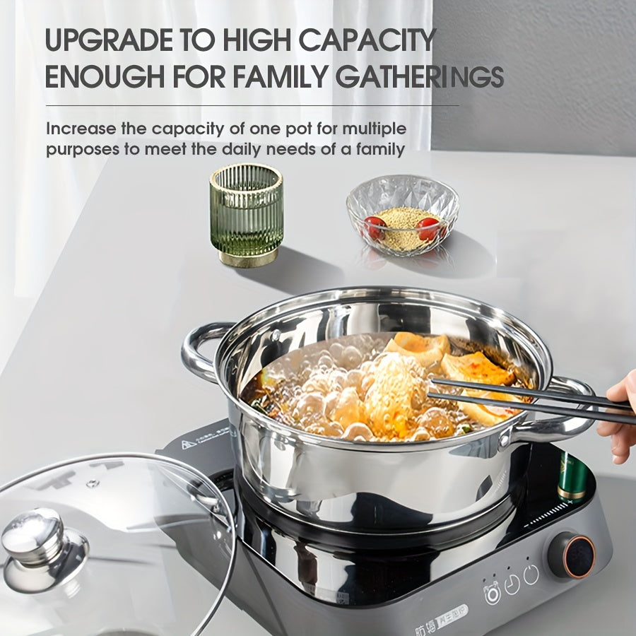 Stainless Steel Cooking Pot with Lid 304 Dual Handle Multipurpose Soup Noodle Pasta