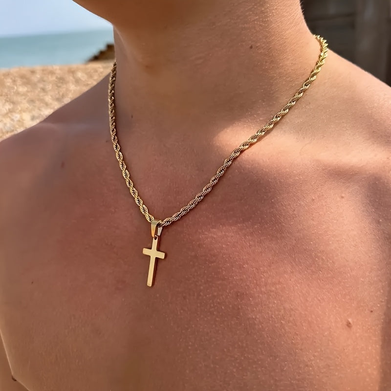 Gothic Cross Pendant Necklace Minimalist Chain for Men Women Everyday Gift