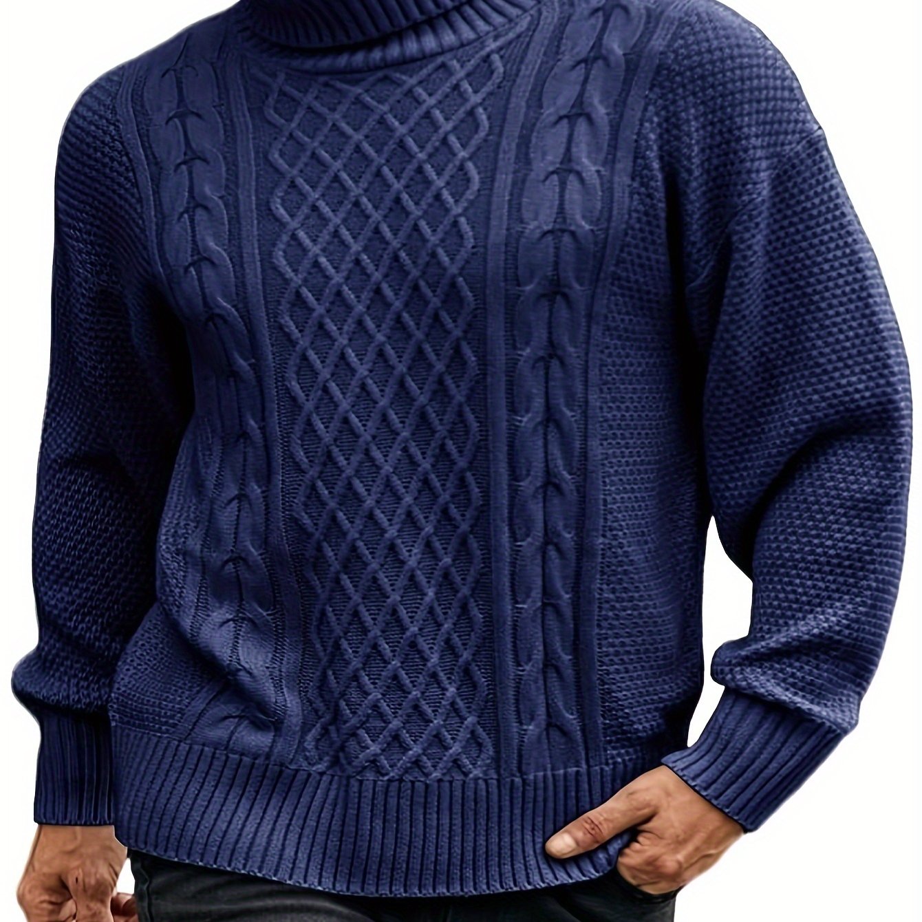 Men's Winter Turtleneck Sweater in Polyester with High Neck Regular Fit Casual and Work