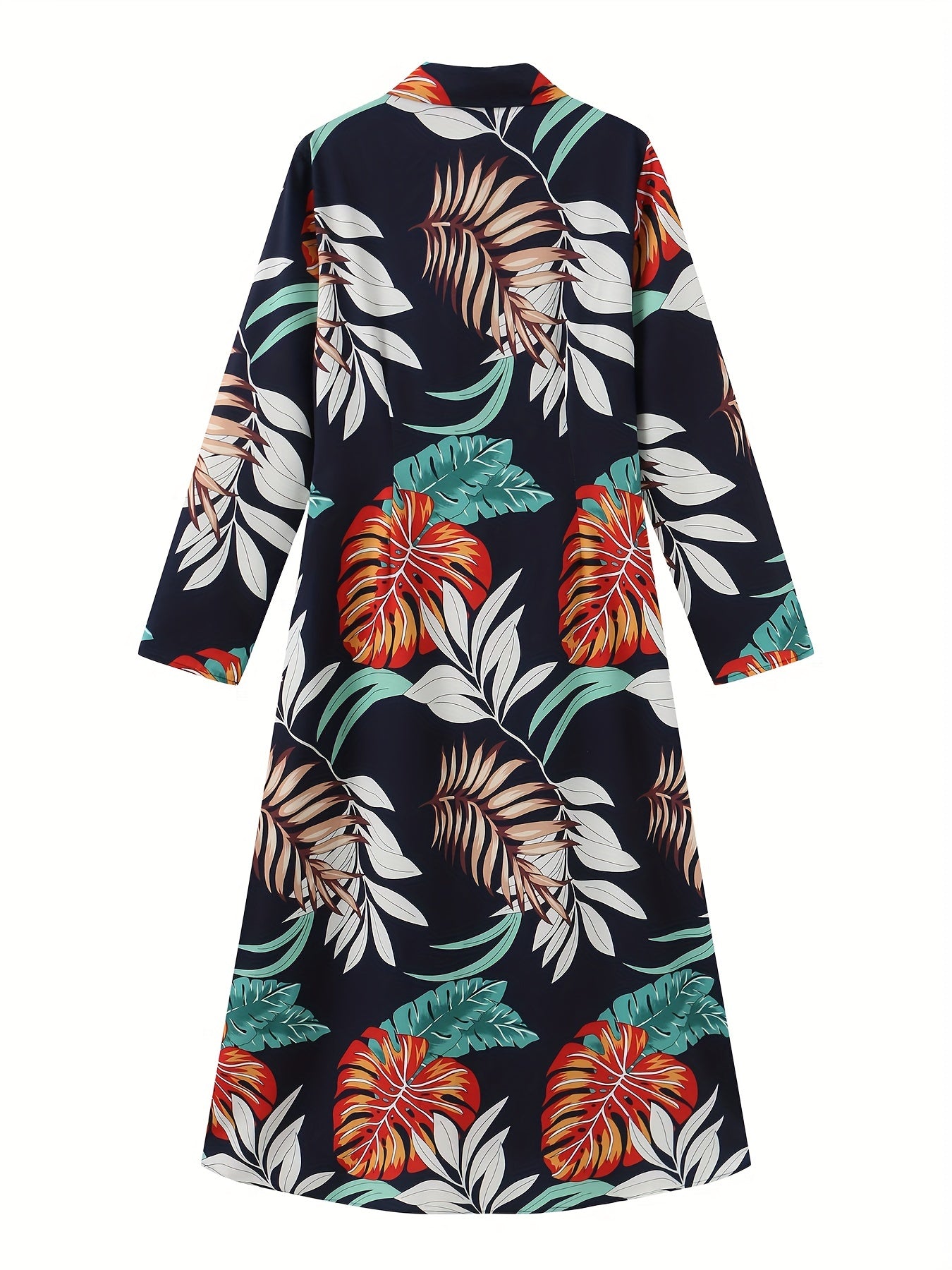 Women's Tribal Print Long Sleeve Dress with Pockets and Button Front for Spring and Fall