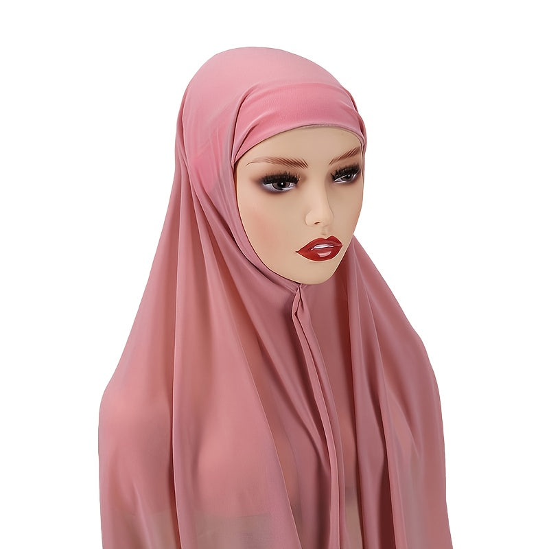 Women's Chiffon Instant Hijab Set with Tube Undercap Lightweight Head Cover