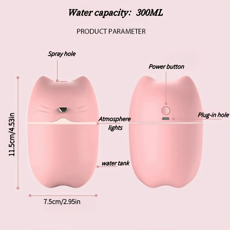Mini Colorful Night Light Humidifier 300ML USB Quiet Mist For Home Office