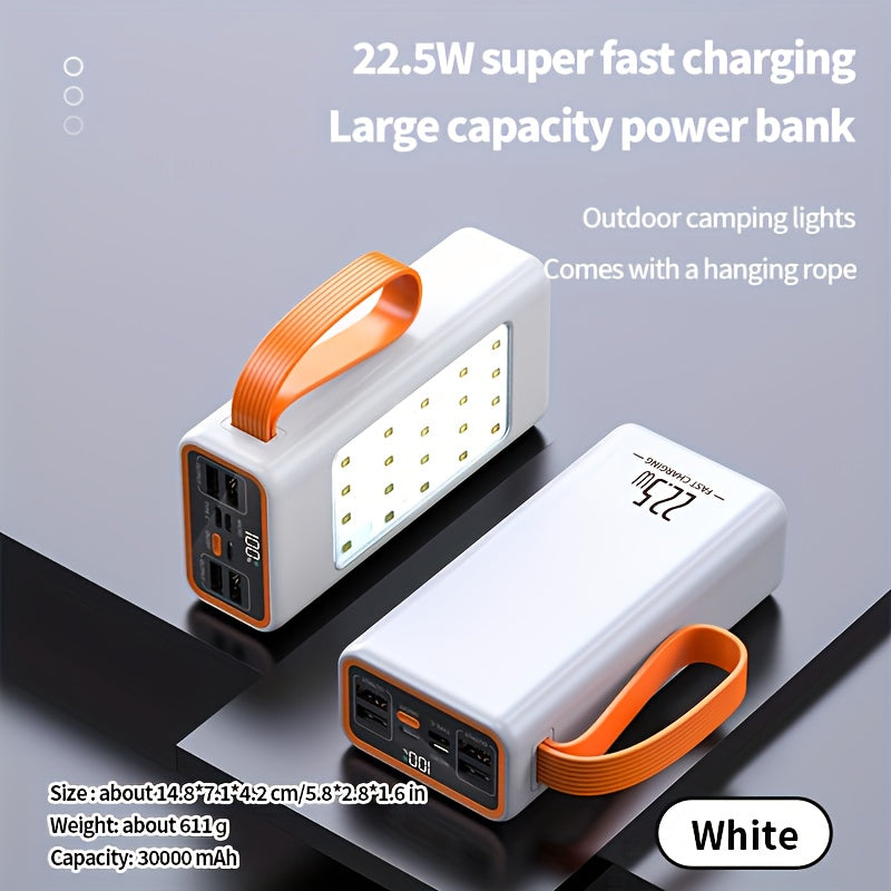 50000mAh Power Bank with LED Display and Built-in Camping Lights for Outdoor Emergency Use