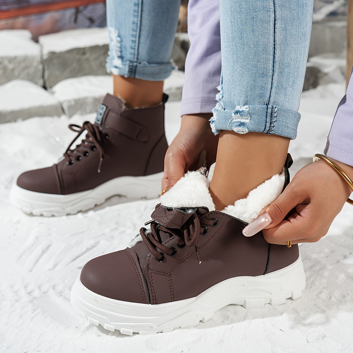 Women's Snow Boots Synthetic Cover Slip-Resistant Ankle Casual Cold Weather