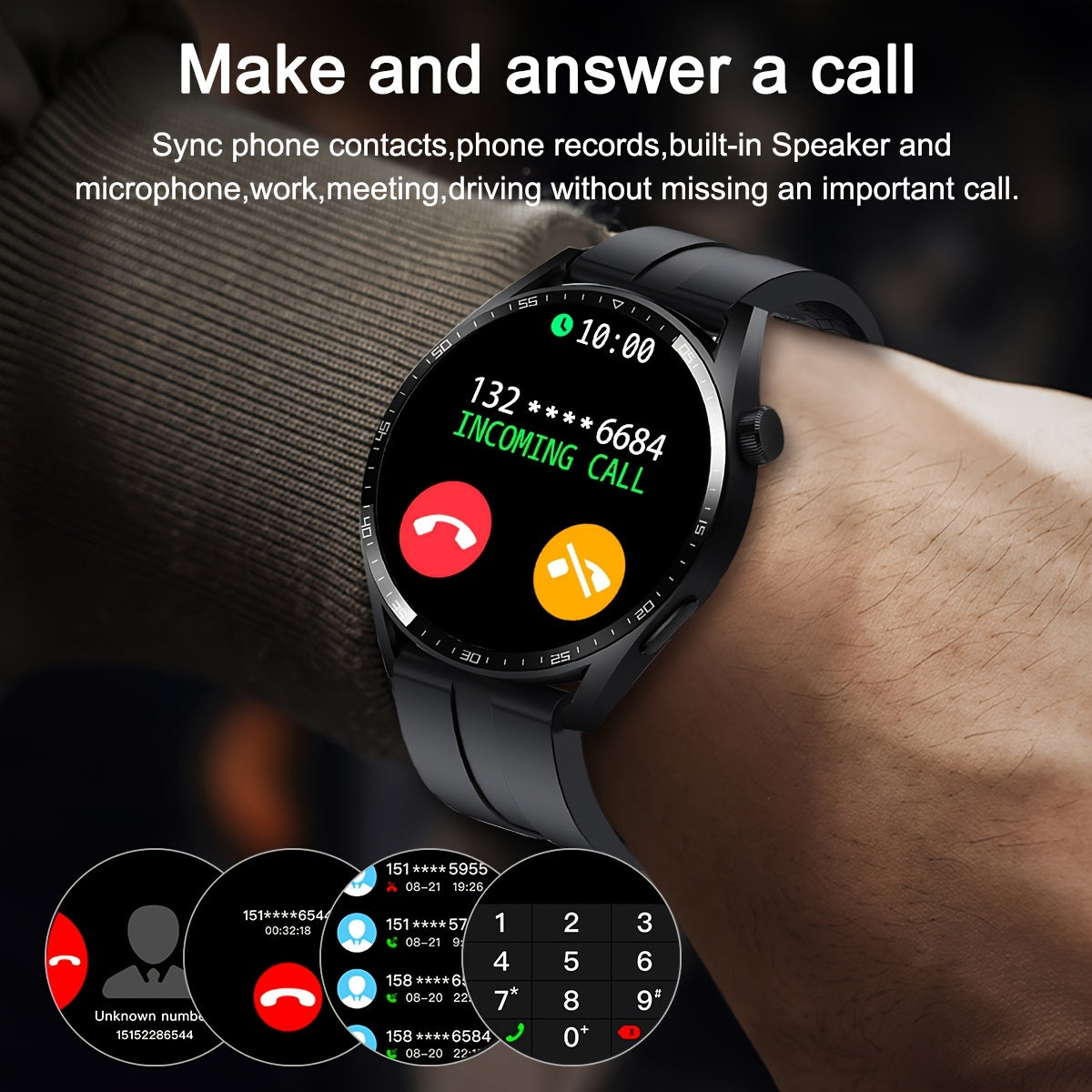 Мужские умные часы с TFT-дисплеем, стальной ремешок, беспроводная связь 5.3, оповещения о звонках и сообщениях, спортивный трекер