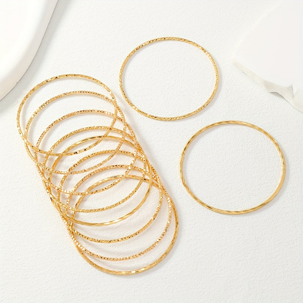 Set of Ten Middle Eastern Inspired Ramadan Light Gold Plated Copper Bracelets for Stacking