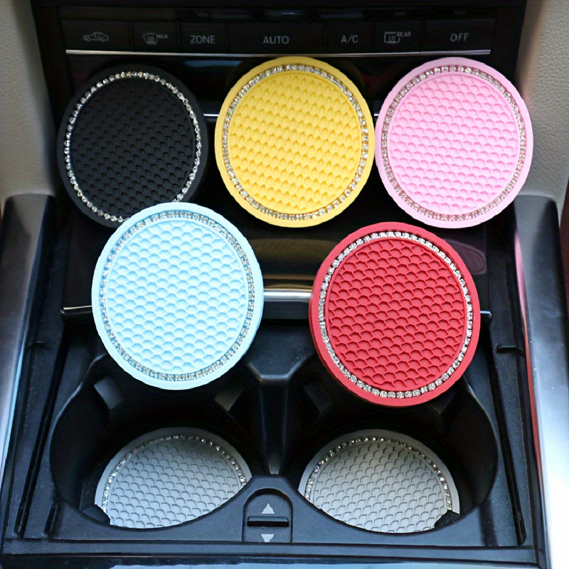 2pcs Car Water Cup Cushion Anti Slip Grid Beehive Cross Border Storage
