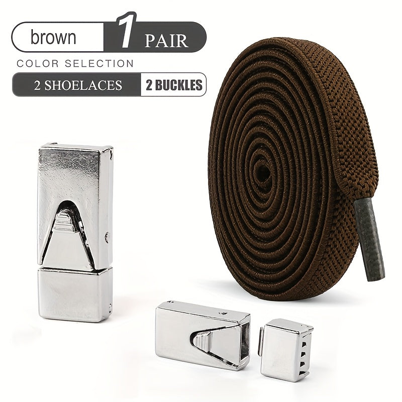 Unisex Elastic Shoelaces Set with Buckles for Sneakers and Canvas Shoes