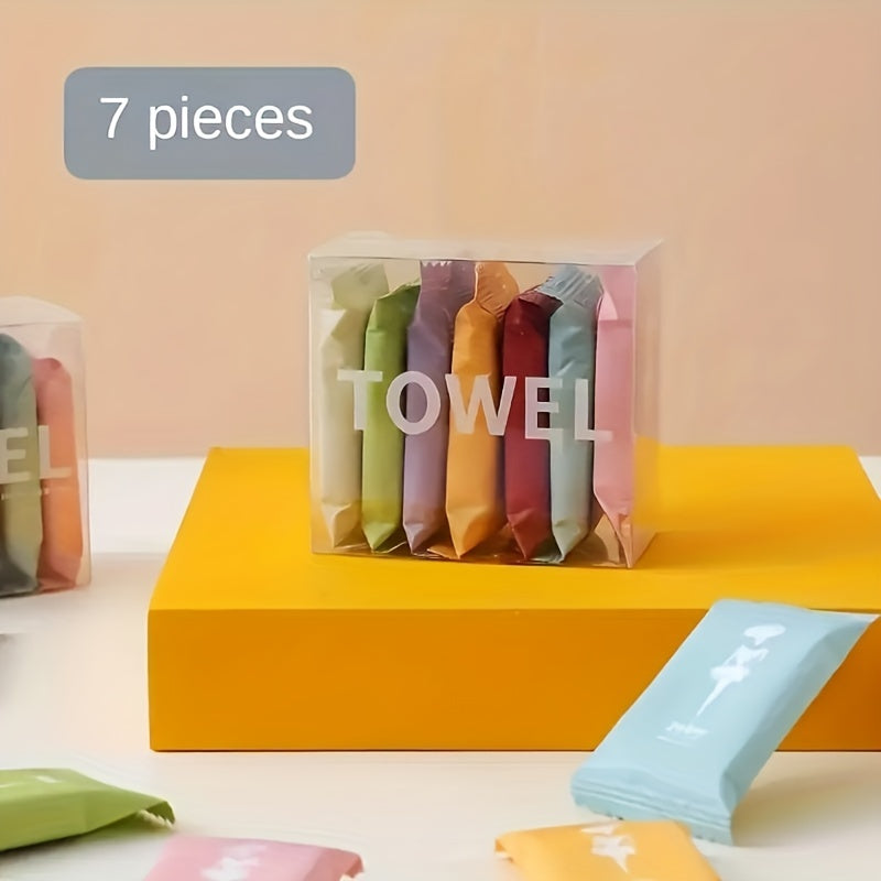 7/14 Pieces Portable Compressed Disposable Towels Thickened Facial Tissues for Travel and Home