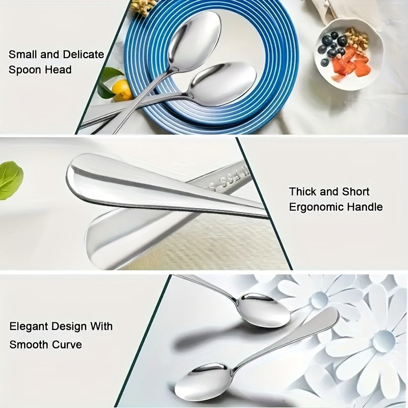Stainless Steel Spoons 12.5cm Set for Coffee Dessert Salad Mirror Polished