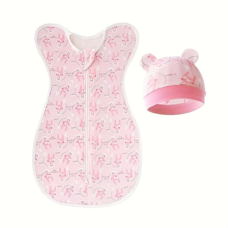 Set of Cotton Swaddle Blankets for Newborns All-Season Sleep Sacks with Zipper Closure