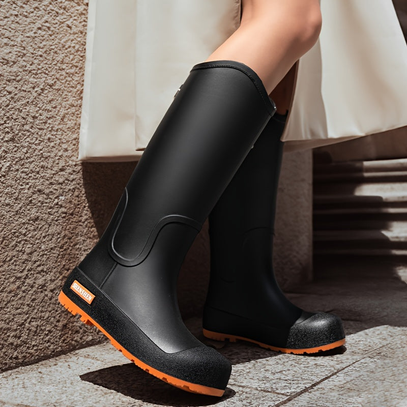 Women’s Mid-Calf Faux Leather High-Top Ankle Boots for Outdoors Rainy Weather