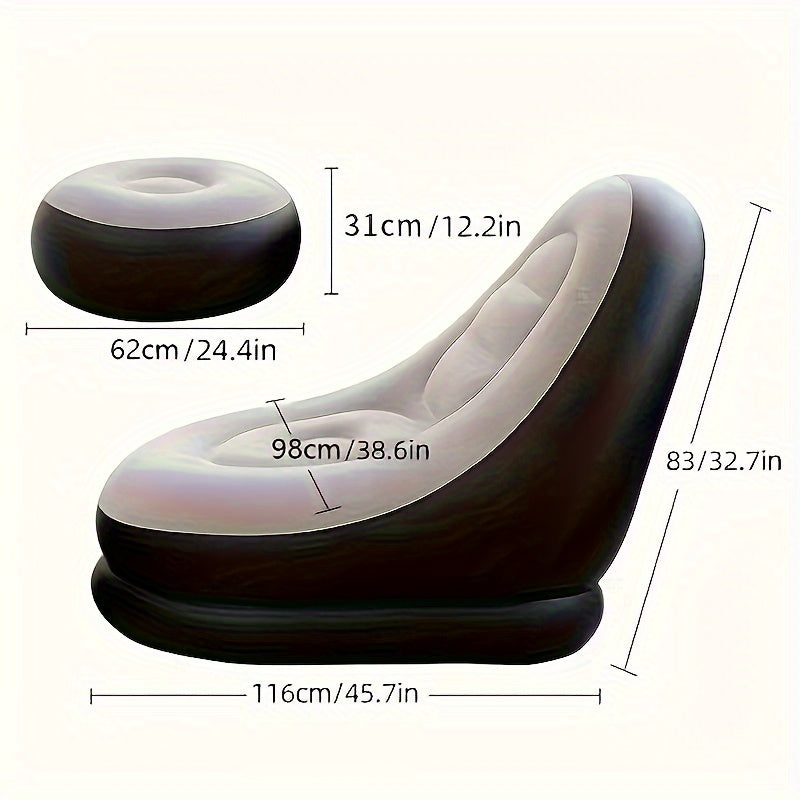 2 Inflatable Lounge Chairs with Footstools for Outdoor Relaxation Folding Sofa