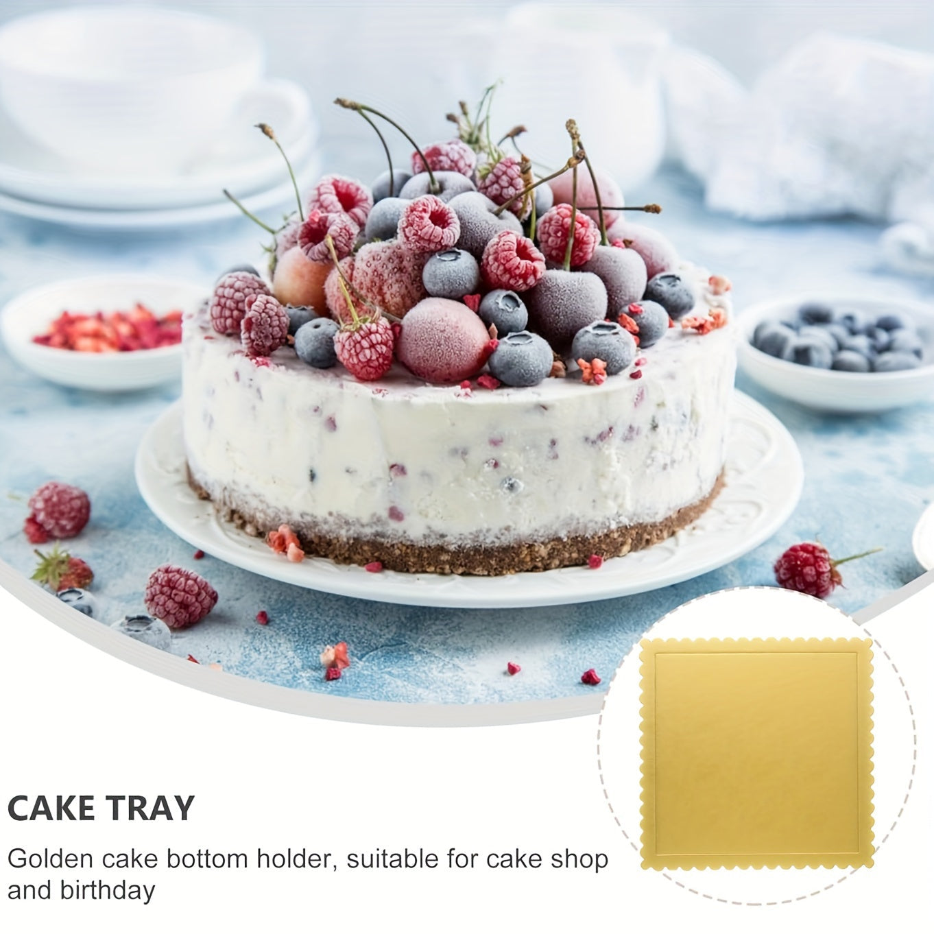 Set of 10 Gold Scallop Edge Cake Boards Aluminum Base Stand for Weddings and Birthdays