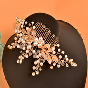 Bridal Hair Comb Beaded Rhinestones Floral Wedding Accessory Y2K Style