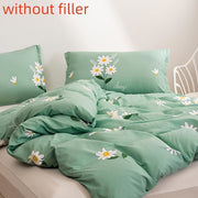 3 ta qismdan iborat to'plam: Duvet qopqog'i va 2 ta yostiq qopqog'i (yadro kiritilmagan), yumshoq va qulay yotoq to'plami uchun pastoral chamomile print dizayni bilan. Yotoqxona yoki mehmonxona uchun mukammal.