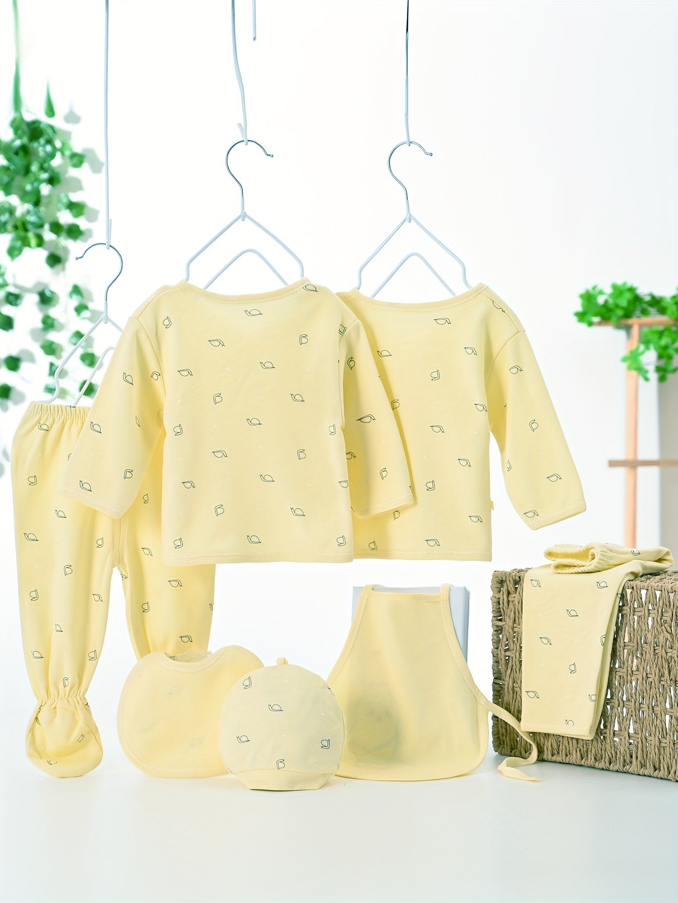 Детский хлопковый мультяшный костюм с цыплёнком и яйцами, 7 предметов, для мальчиков и девочек