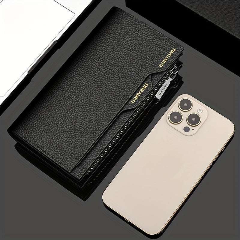 Men's Genuine Leather Wallet Large Capacity Multi-Card Cowhide Clutch Driver License Slot