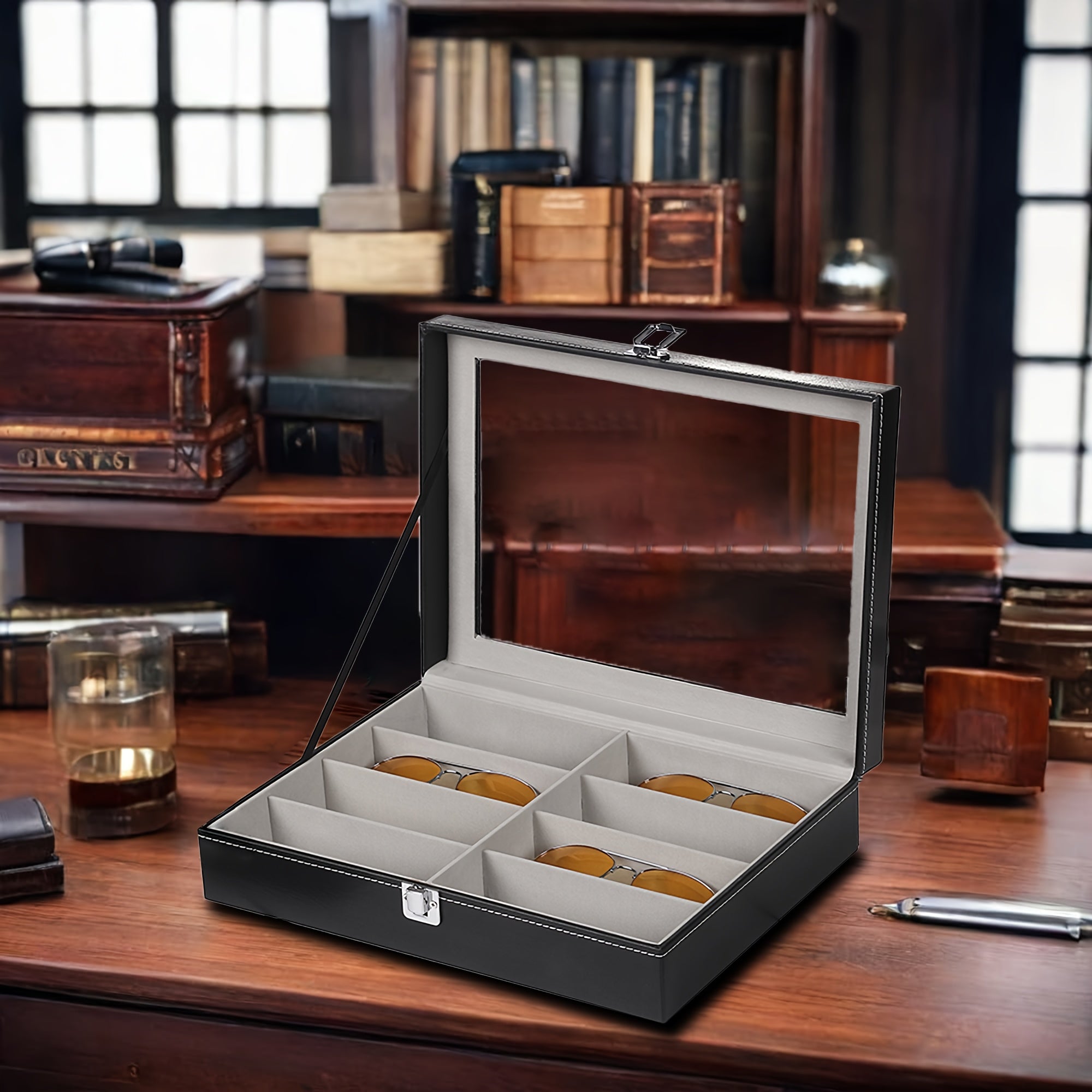 Unisex Glasses and Jewelry Organizer with 8 Slots Storage Box