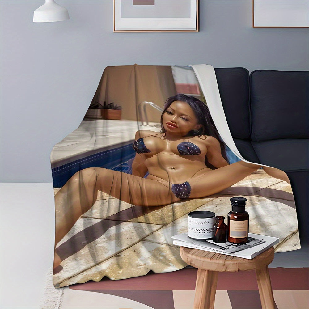 Durable Flannel Nap Blanket with Poolside Beauty Design for Cozy Comfort