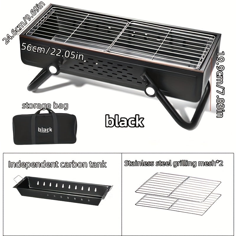 Tashqarida foydalanish uchun ideal portativ burilishli ko'mirli barbekyu grill.