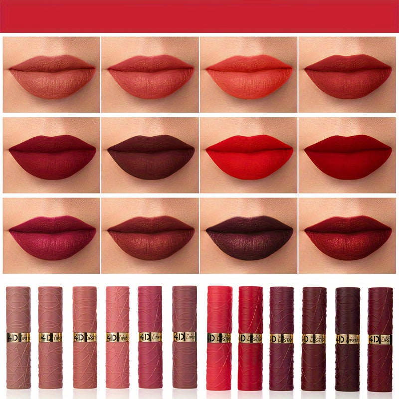 Set de gloss de labios mate a prueba de agua, 12 colores, de larga duración y sin transferencia