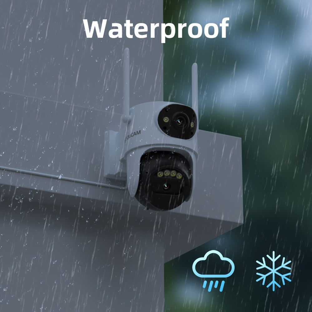 3MP Dual Lens Outdoor Security Camera with AI Tracking Night Vision and Two-Way Audio