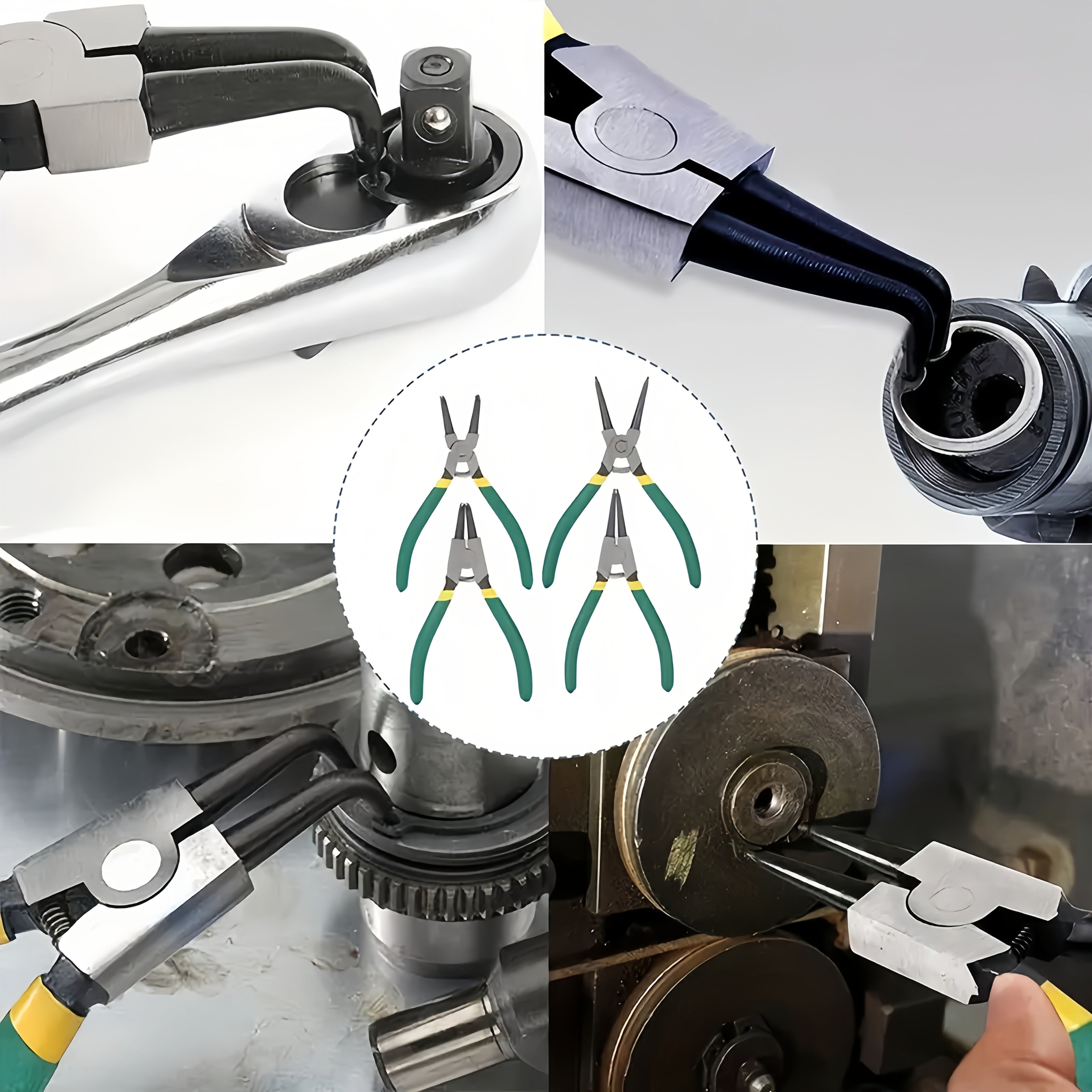 Набор из 4 пар плоскогубцев с пружинами, 7 дюймов, тяжелого типа, для внутреннего и внешнего снятия колец