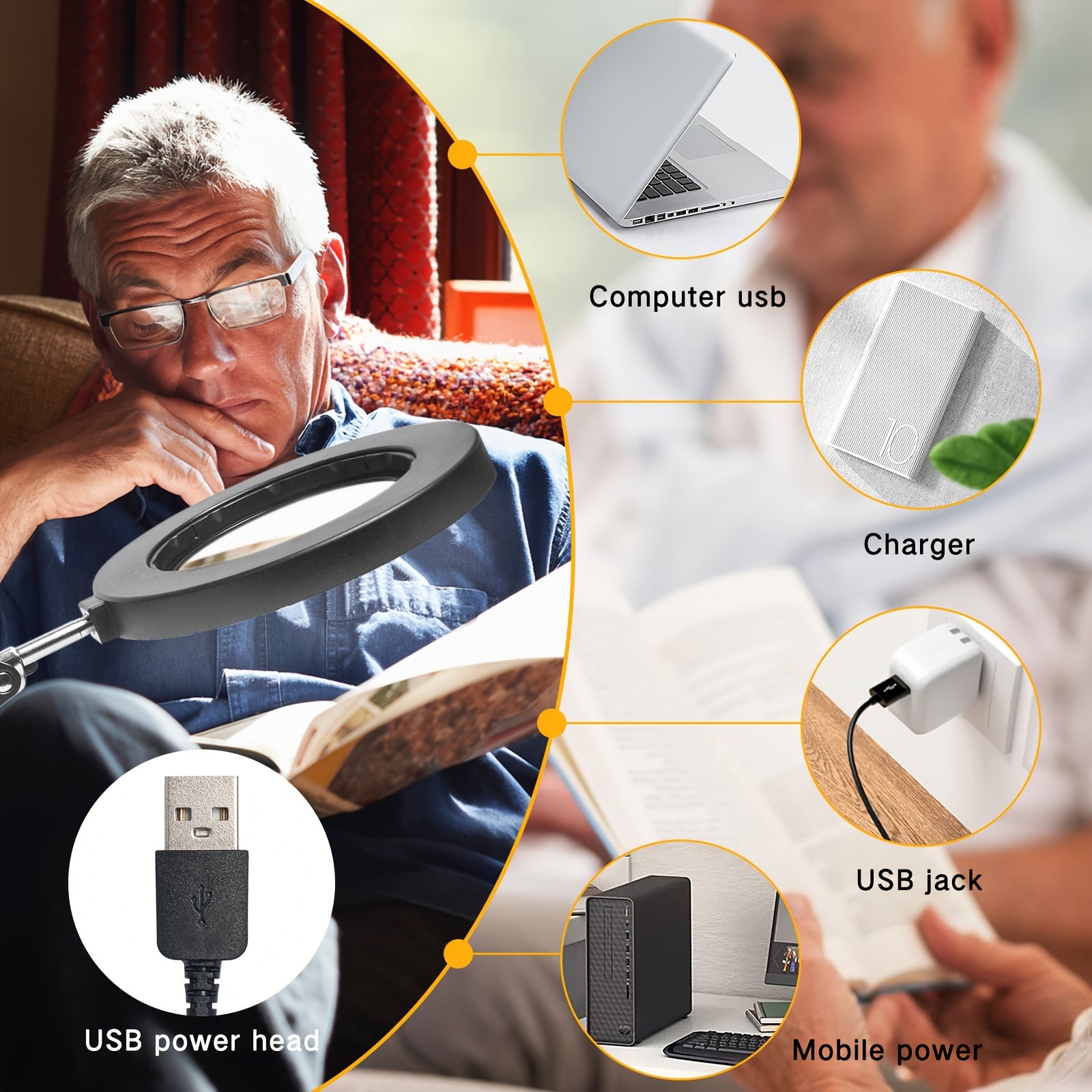 Lighted Magnifying Glass with Adjustable Stand 10X Magnification Dimmable LED