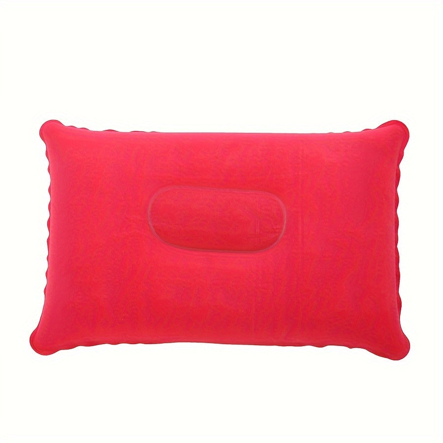 Inflatable PVC Pillow with Flocking Square Design for Camping Travel and Sleeping