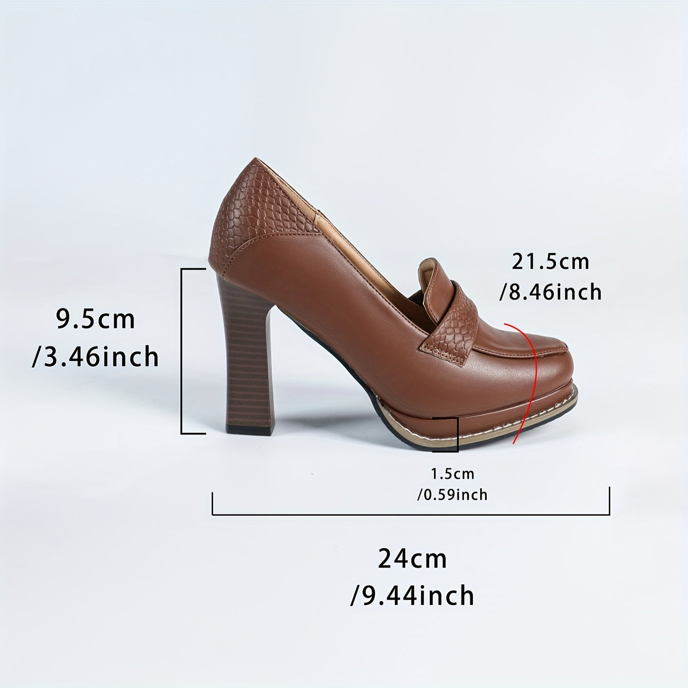 Women's Wood Grain Block Heel Pumps Round Toe Formal Shoes Black