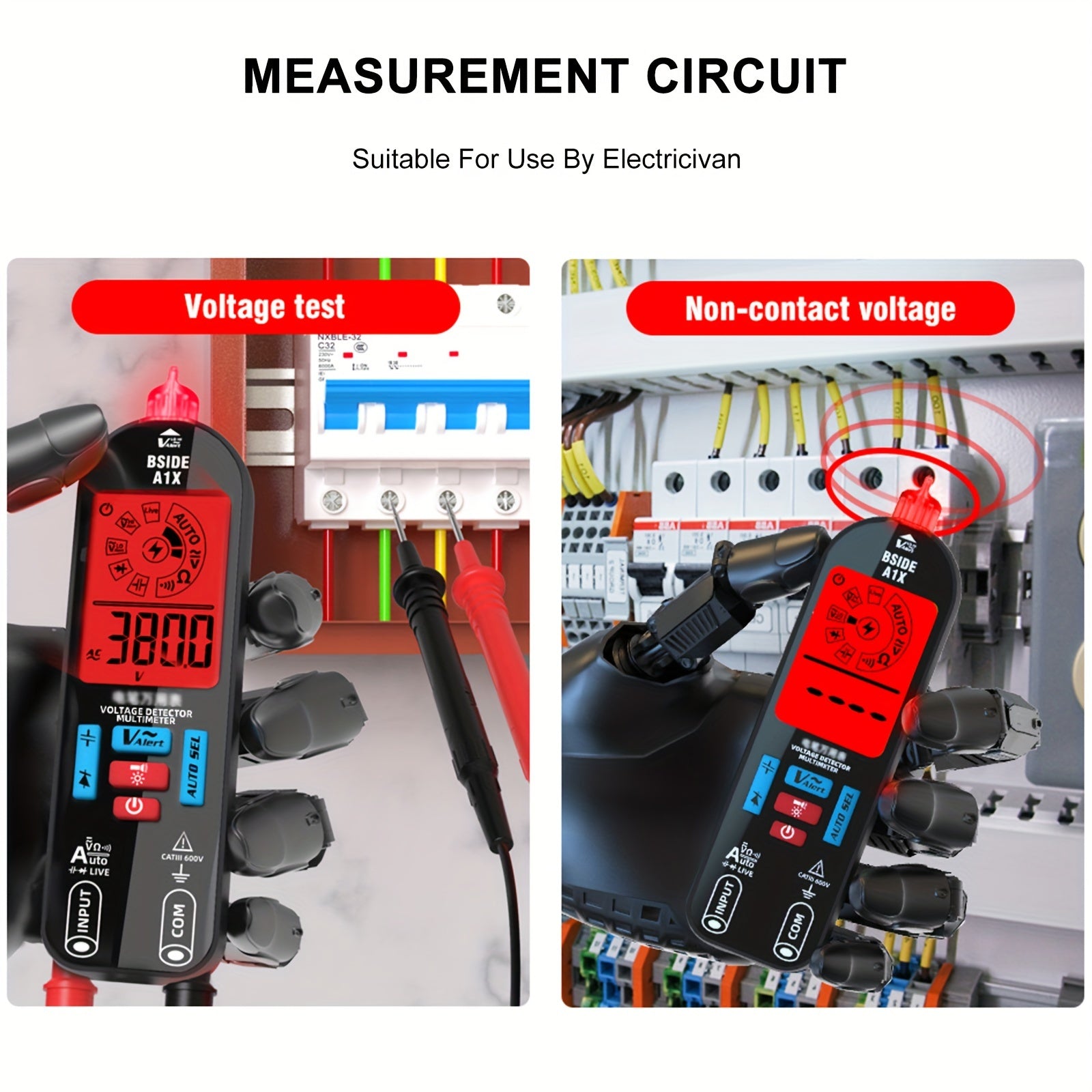 Digital Multimeter with LCD Display Non-Contact Voltage Tester Rechargeable Resistance Continuity Testing