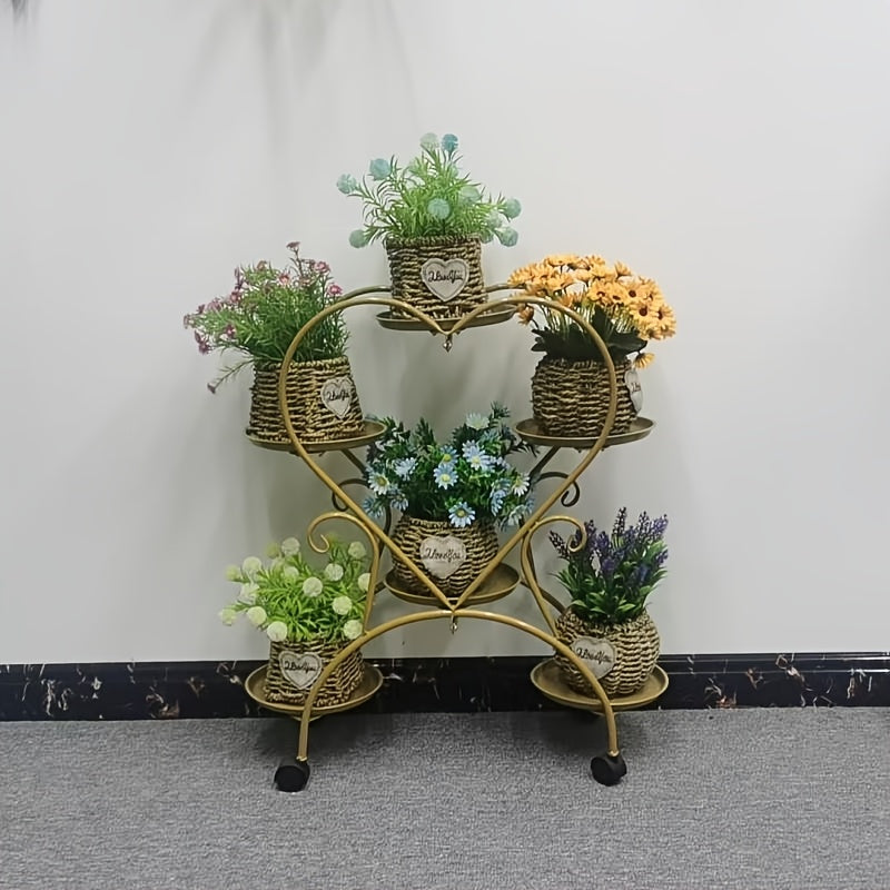 Soporte para plantas de metal en forma de corazón, de varios niveles, para interior y exterior, exhibición floral