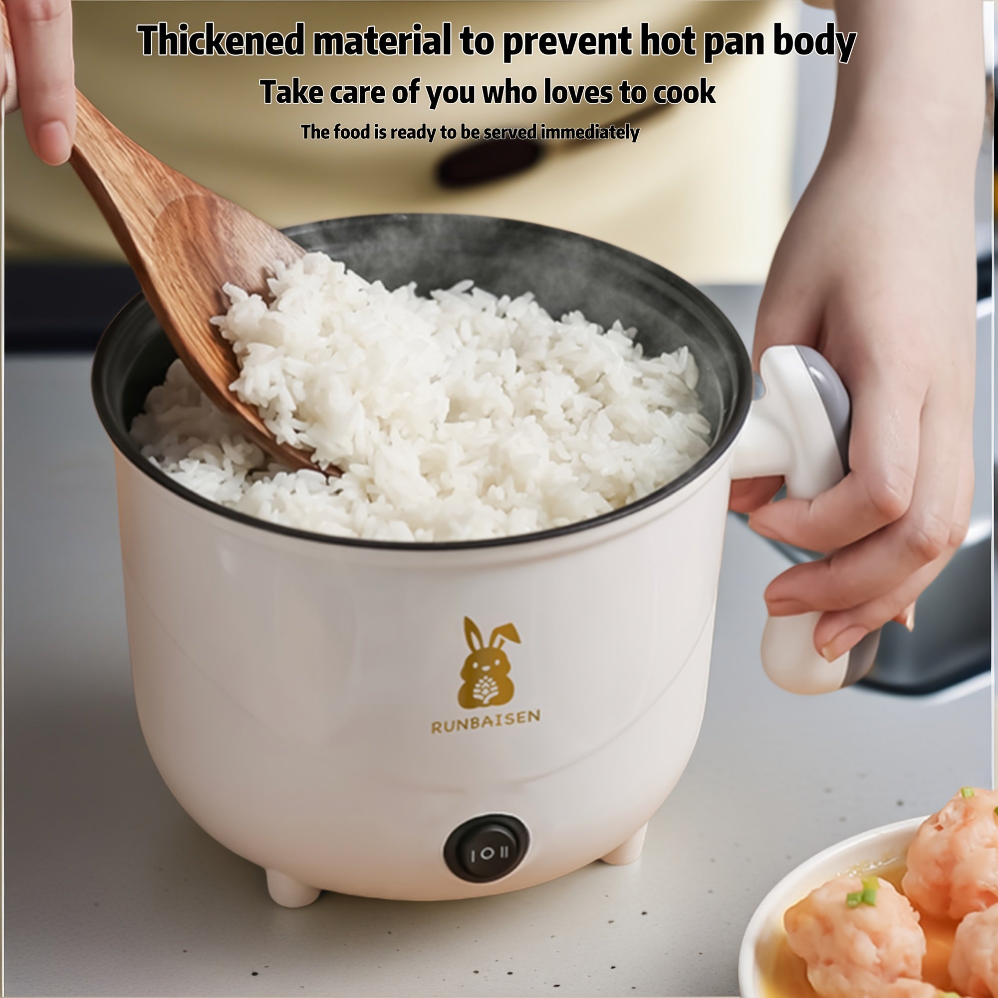 Compact 1.8L Electric Cooker with Dual Fire Power Adjustment for Pasta Noodles Steaks