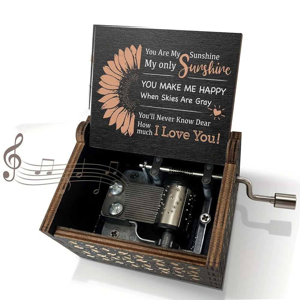 Engraved Wooden Music Box Plays Can't Help Falling in Love Gift for Loved Ones Birthdays Anniversaries Valentine's Day