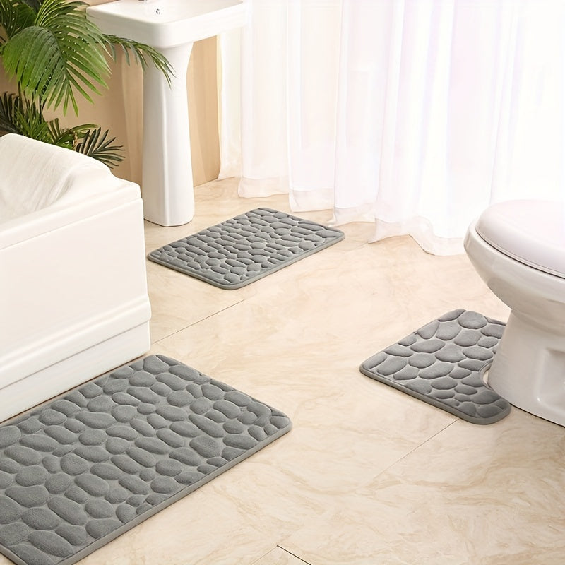 Conjunto de alfombrillas de baño antideslizantes en relieve con espuma viscoelástica, absorbentes y de secado rápido