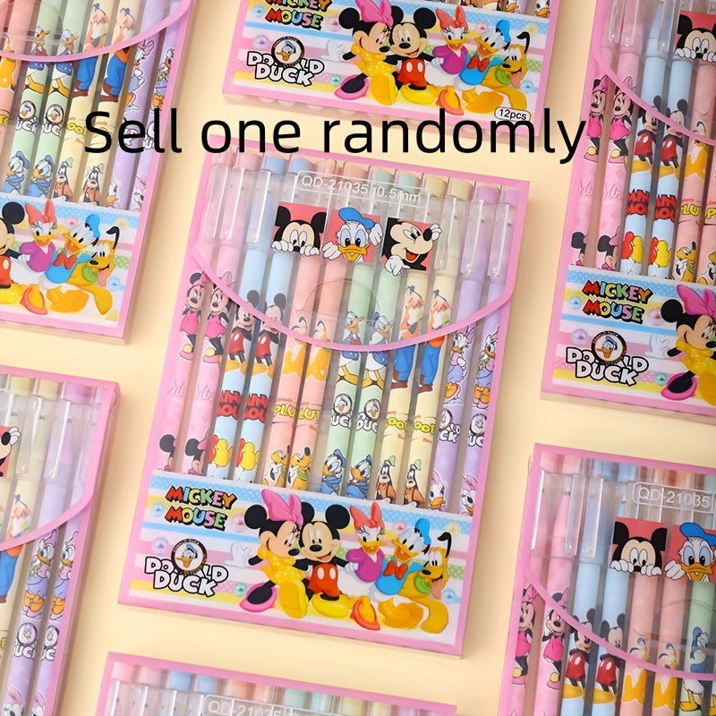 1 ta paket Mickey Mouse o'chiriladigan jel ruchkasi 0.5mm o'rtacha nuqta, turli xil multfilm