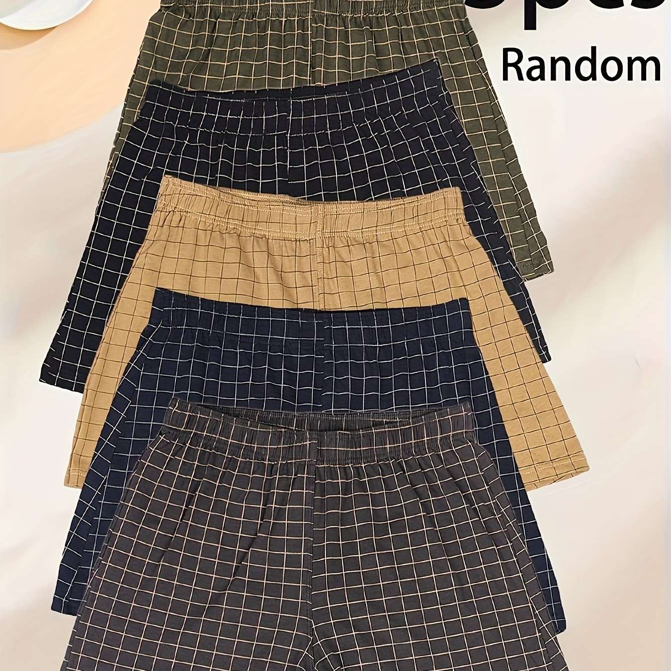 Men's Plaid Cotton Boxer Shorts 3-Pack Breathable Loose Fit Casual