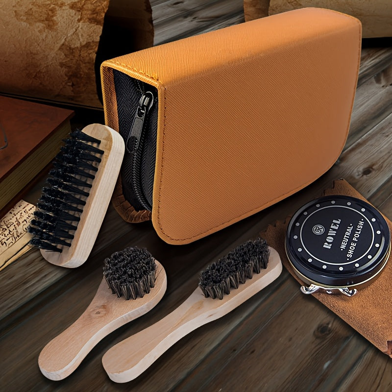 Shoe Cleaning Kit Set Leather Shoe Polish Brush Bag For Shoes & Bags