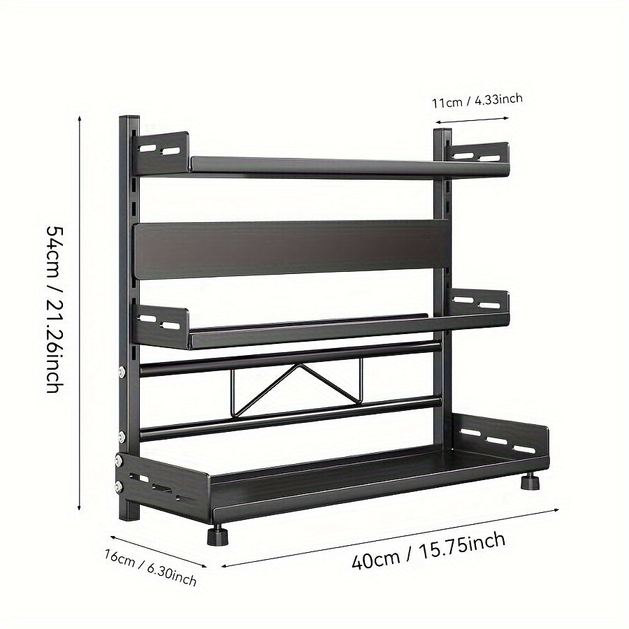3-Level Stainless Steel Spice Rack Organizer for Kitchen and Dining
