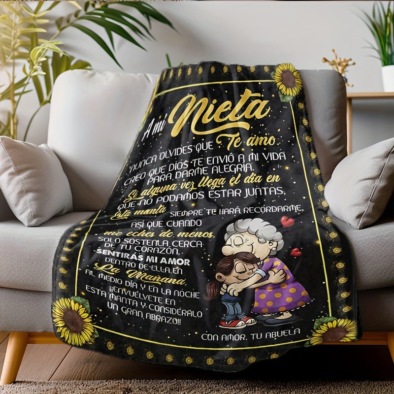 Spanish Message Plush Blanket for Son All-Season Hypoallergenic Flannel Throw Warm Gift