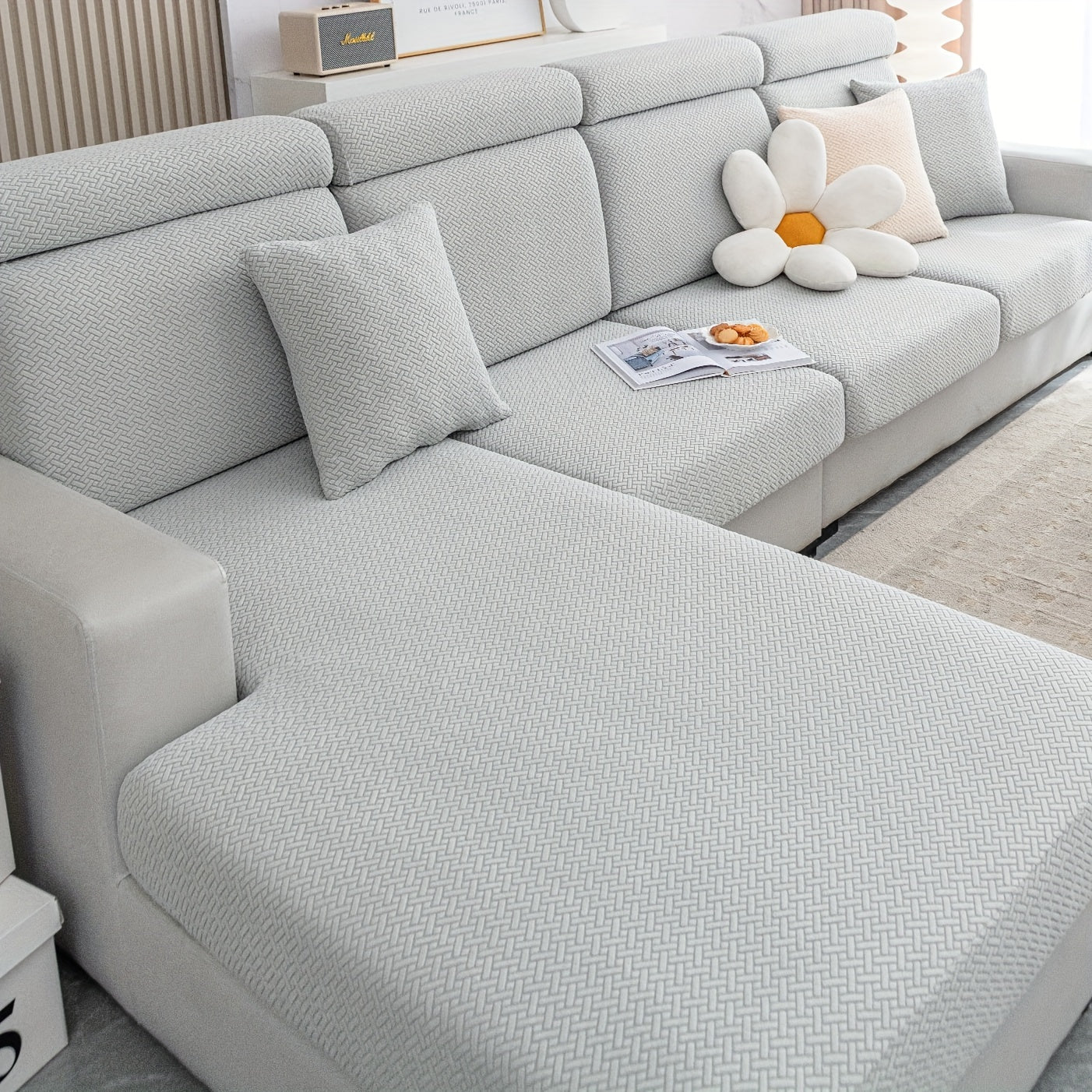 Checkered Polar Fleece Sofa Cover Universal Fit Machine Washable Multi-Purpose