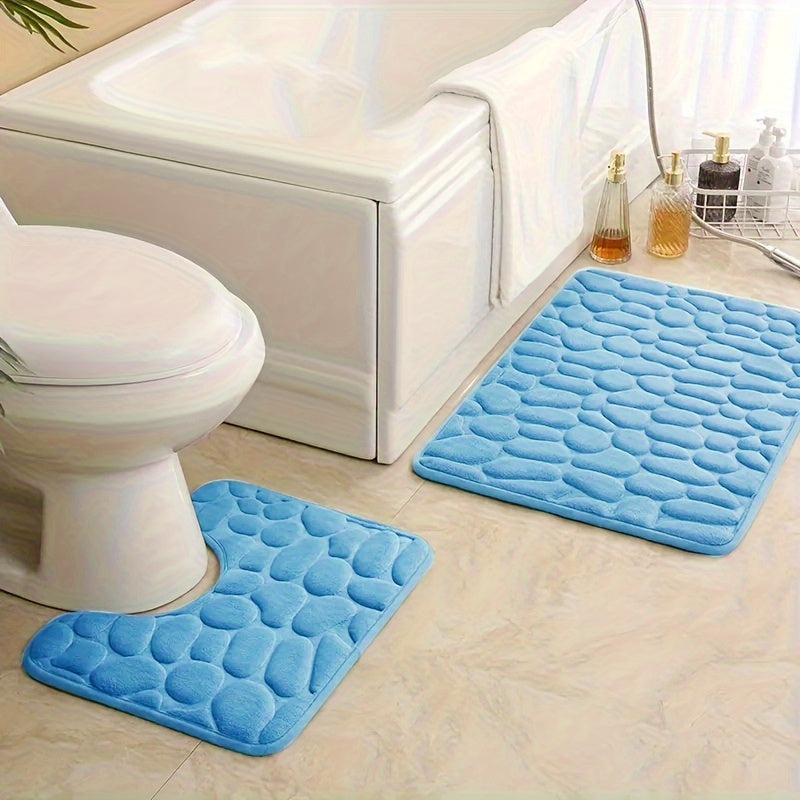 Juego de 2 alfombrillas de esponja suave 25D antideslizantes y absorbentes para bañeras y duchas