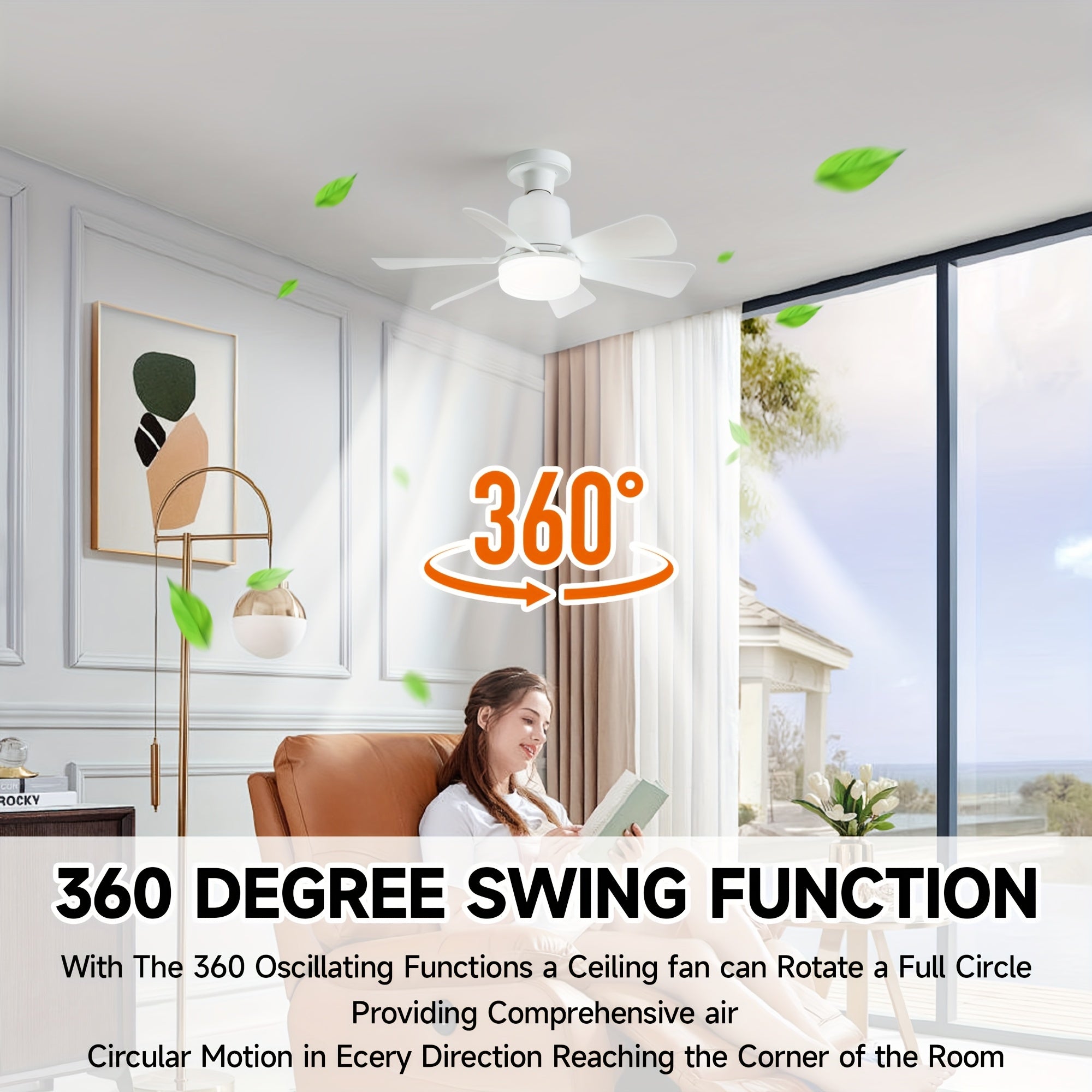 Masofadan boshqarish bilan Dual-pack oq E26/E27 vintli rozetka fan chiroqlari oson o'rnatish uchun. 3 tezlikli shamol sozlamasi, 3 rang va sozlanadigan 3000-6500k LED chiroq bilan xususiyatlarga ega. Ideal uchun